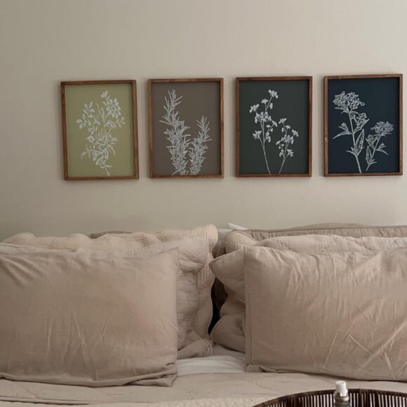 Wall Art Set of 4 Wooded Botanical Print Wall Decor Home Decor Living room decor - Picture 7 of 10